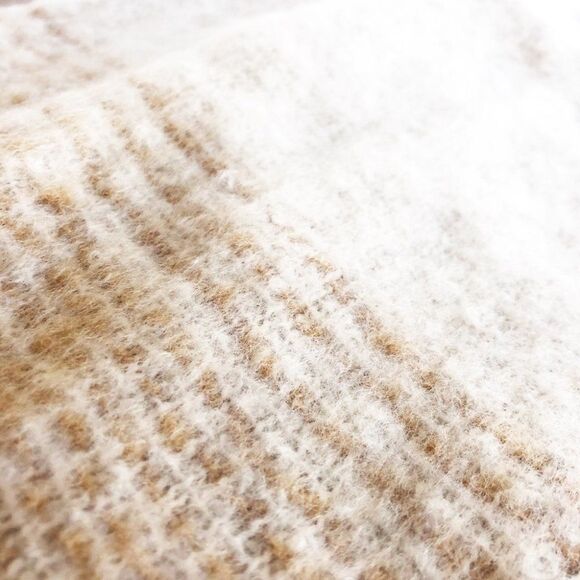 NWT AYNIL Large Ombre Cozy Fringe Blanket Scarf in Beige Brown Cream Ivory - Picture 8 of 8